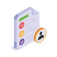 A checklist with user details emphasizing profile completion and tasks vector