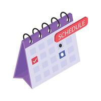 A calendar icon, organizing and scheduling events or deadlines vector