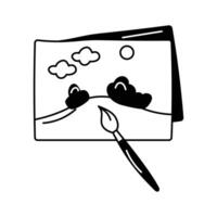 landscape painting being created on a canvas with brush strokes vector