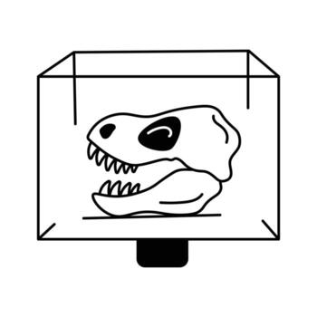 fósil monitor en un protector vaso caso a un museo, Listo a utilizar vector