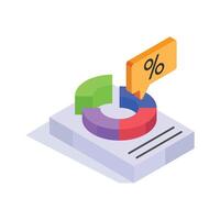 Pie chart representing data analysis and percentage breakdowns vector