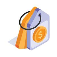 Price tag isometric design in modern style vector