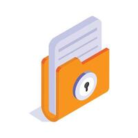 Locked folder, data protection, sensitive documents, secure folder isometric vector