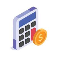Financial calculations, budgeting, accounting isometric icon in modern style vector
