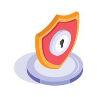 A shield with a lock symbolizing security, safety, and data protection vector