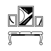 Antique mirror frame displayed as an art piece in a gallery vector