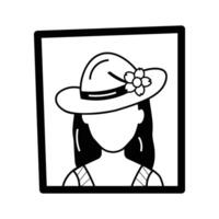 Vintage portrait of a lady wearing a hat displayed in a frame vector