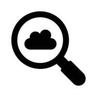 Cloud under magnifier, cloud search icon design, cloud finding vector