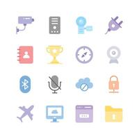 Collection of network and communication icons set in modern style vector