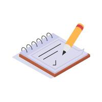 Notebook with a pen symbolizing tasks, notes, and documentation vector