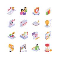 Boost your projects with this vibrant set project of management isometric icons vector