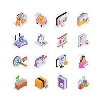Project management isometric icons, Ideal for presentations, websites, and marketing materials. vector