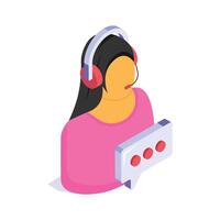 A headset on a representative indicating customer service and technical support vector