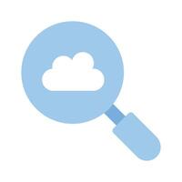 Cloud under magnifier, cloud search icon design, cloud finding vector