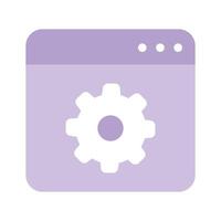 Gear inside webpage, concept icon of website setting, webpage management vector