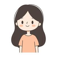 Cute Beautiful Girl Cartoon Character with Smiling Expression vector