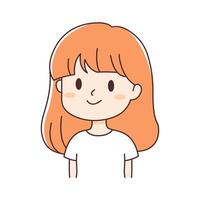Cute Beautiful Young Girl Cartoon Character with Smiling Expression vector