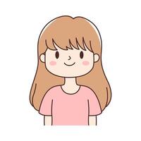 Cute Young Girl Cartoon Character with Smiling Expression vector