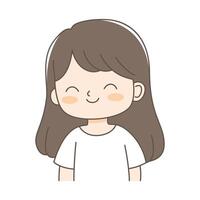 Cute Beautiful Young Girl Cartoon Character with Friendly Smiling Expression vector