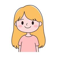 Cute Beautiful Youth Girl Cartoon Character with Smiling Expression vector