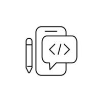 mobile coding app thin outline icon design good for web or mobile app vector