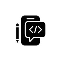 mobile coding app solid icon design good for web or mobile app vector