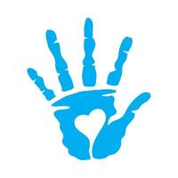 handprint paint color blue illustration isolated vector