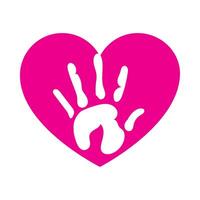 handprint paint color heart isolated vector