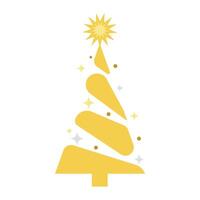 christmas golden tree shiny isolated vector