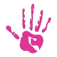 handprint paint color pink isolated vector