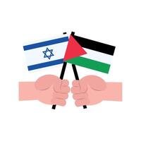 israel and palestine peace hands with flags isolated vector