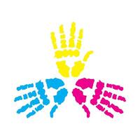 handprint paint colors isolated vector