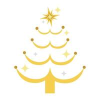 christmas golden tree with sparkles isolated vector