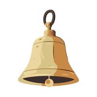 Shiny gold handbell ringing in winter celebration icon isolated vector