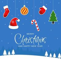 Christmas background with cute hanging baubles vector
