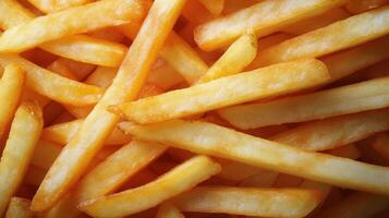 Freshly cooked golden French fries arranged in a delightful pattern on a serving platter photo