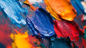 Vibrant colors in thick paint on a canvas illustrating an artistic expression photo