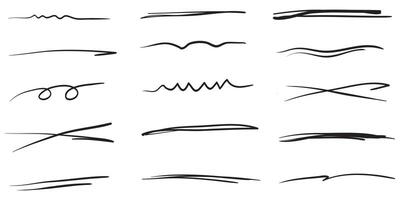 Swift crossed and wavy underlines. Underline markers collection. illustration of scribble lines isolated on white background. vector