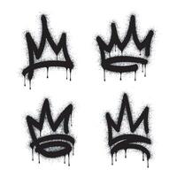 Set spray painted graffiti crown sign in black on white. symbol of the king's crown. isolated on white background. vector