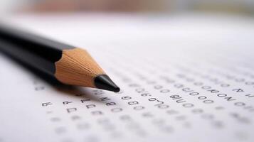 Close-up of a sharpened pencil resting on a page filled with numerical patterns and data photo