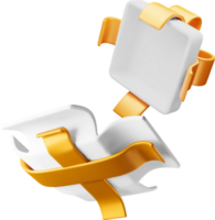 3D White Open Gift Box with Bow Icon png