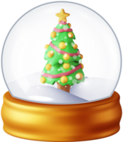 3D Glass Christmas Snow Globe with Tree png