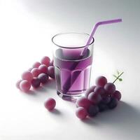 Refreshing Grape Juice with a Straw, A Delicious Drink Made with Fresh Fruit photo