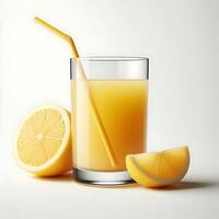 Refreshing Summer Drink with Lemon Juice and a Straw photo