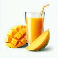Mango Juice in a Glass with Fresh Mango Slices photo
