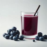 Refreshing Blueberry Juice with a Straw, Enjoying Summer's Sweetness photo