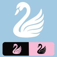Swan logo design set illustration. Abstract icon collection with creative idea in pink, purple, beige colours vector