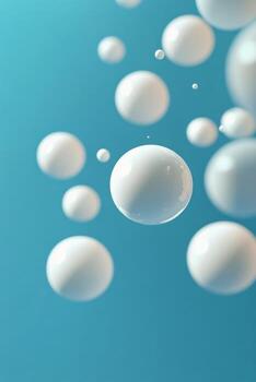 burbujas flotante en el aire en contra un brillante azul fondo, creando un juguetón atmósfera foto