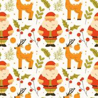 Christmas seamless pattern with santa claus and reindeer vector