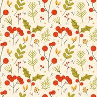Botanical seamless pattern with branches and leaves. rowan, spruce branches vector